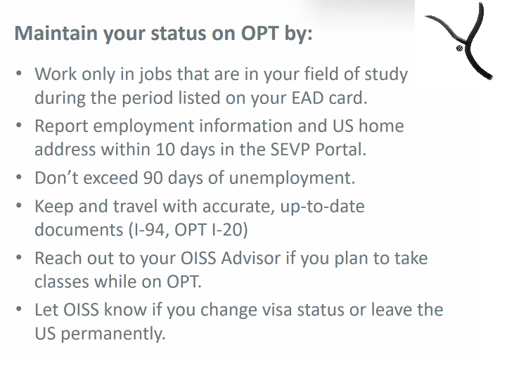 how to maintain the OPT status